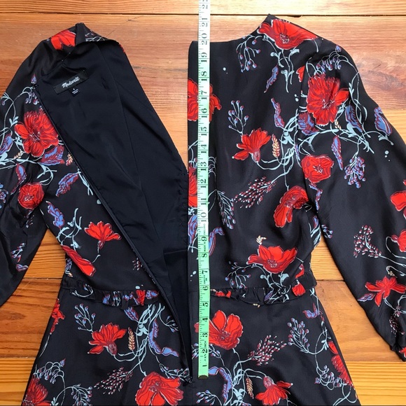Madewell Black Red Silk Floral V-Neck Dress, EUC, 4 - Picture 16 of 16